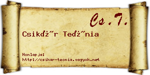 Csikár Teónia névjegykártya